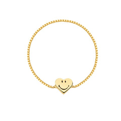 Moment 18K Smiley Heart Chain Ring