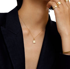 Unlock 18K Diamond Edge Lock Personalized Gold Pendant