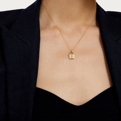 Unlock 18K Diamond Lock Personalized Gold Pendant