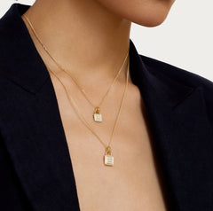 Unlock 18K Princess Cut Diamond Lock Gold Pendant