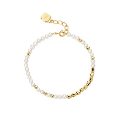 SOL Silver Beads Pearl Chain Bracelet