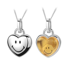 Smiley Silver Heart Energy Locket Necklace