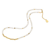 SOL Silver Beads Pearl Chain Necklace