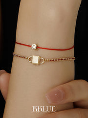 SMILEY 18K Smiley Red String Gold Bracelet