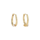 Essential 14K Diamond Oval Huggie Earrings