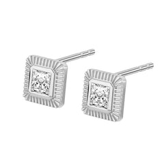 Unlock Platinum Square Diamond Earring