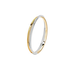 Unlock Marks Silver Two-Tone Twisted Bangle