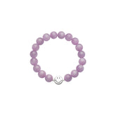 Smiley Silver Lepidolite Beaded Bracelet