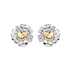 Daisy Heart Silver Stud Earring