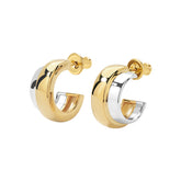 Essential Silver Dual-Tone Half-Hoop Stud Earring