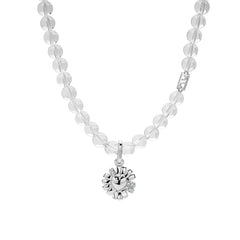 Daisy Heart Silver Pendant Crystal Necklace