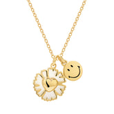 Smiley® Daisy Heart 14K Gold White Mother-of-Pearl Necklace