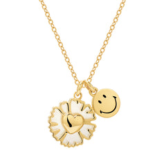 Smiley® Daisy Heart 14K Gold White Mother-of-Pearl Necklace