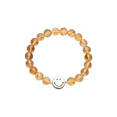 Smiley Silver Yellow Crystal Beaded Bracelet