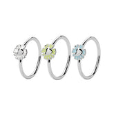 Daisy Heart Silver Tricolor Ring Set