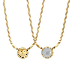 Smiley Gold Vermeil Mother-of-Pearl Snake Chain Necklace
