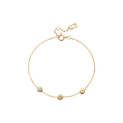 Daisy Heart 14K Gold Adjustable Tricolor Bracelet