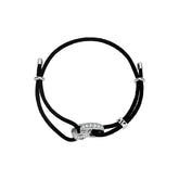 Unlock Marks Silver Stripe Double Ring Black Cord Bracelet