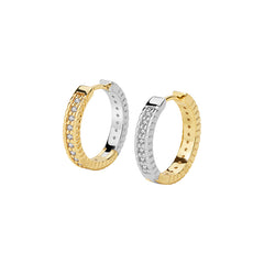 Unlock Marks Two-Tone Pavé U Hoop Earrings