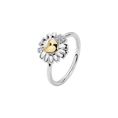 Daisy Heart Silver Two-Tone Ring