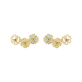 Daisy Heart 14K Gold Tricolor Stud Earring