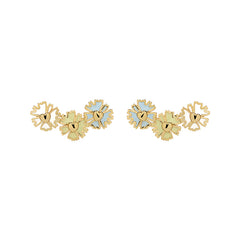 Daisy Heart 14K Gold Tricolor Stud Earring