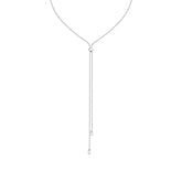 Silver Beaded Adjustable Y Necklace