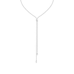 Silver Beaded Adjustable Y Necklace