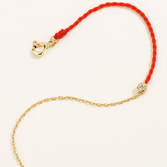 D Muse 18K Diamond Gold Red String Bracelet