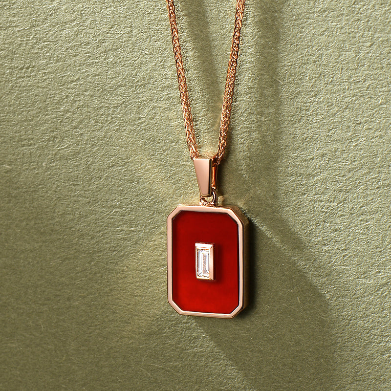 Heroine Plate Necklace - Red (Rose Gold)