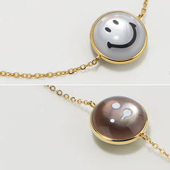 Ryuji Smiley 14K Gold Reversible Mother-of-Pearl Pendant Bracelet