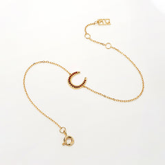Horseshoe 14K Garnet Bracelet