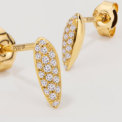 Rain Drop 14K Diamond Half Pavé Teardrop Stud Earrings