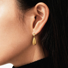Essential 14K Brushed Teardrop Stud Earrings