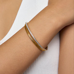 Unlock Marks Silver Two-Tone Twisted Bangle