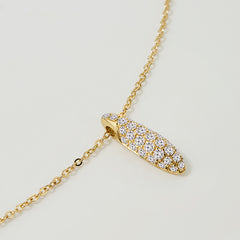 Rain Drop 14K Diamond Full Pavé Teardrop Necklace