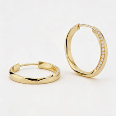 Essential 14K Diamond Pavé Soft Twist Hoop Earrings