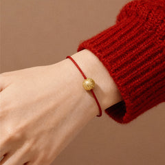 Essential 14K Fine Sparkling Bead Red Cord Bracelet