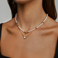 Smiley Gold Vermeil Mixed Bead Pearl Necklace