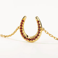 Horseshoe 14K Garnet Bracelet