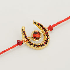 Horseshoe 14K Garnet Red Cord Bracelet