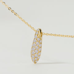Rain Drop 14K Diamond Full Pavé Teardrop Necklace