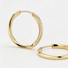 Essential 14K Diamond Pavé Soft Twist Hoop Earrings