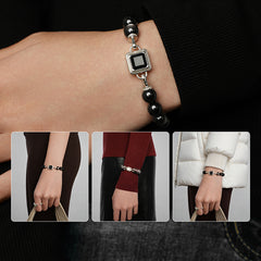 Unlock Amulet Silver Obsidian Energy Bracelet