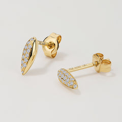 Rain Drop 14K Diamond Half Pavé Teardrop Stud Earrings