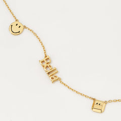 Smiley 9K Gold Custom Name Necklace