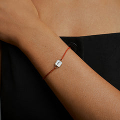 Lokki 14K Gold Mother-of-Pearl Diamond Twisted Red Cord Bracelet