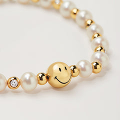 Smiley Gold Vermeil Pearl Bracelet