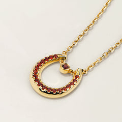 Horseshoe 14K Garnet Bracelet