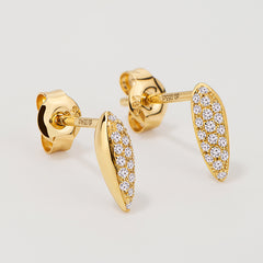 Rain Drop 14K Diamond Half Pavé Teardrop Stud Earrings